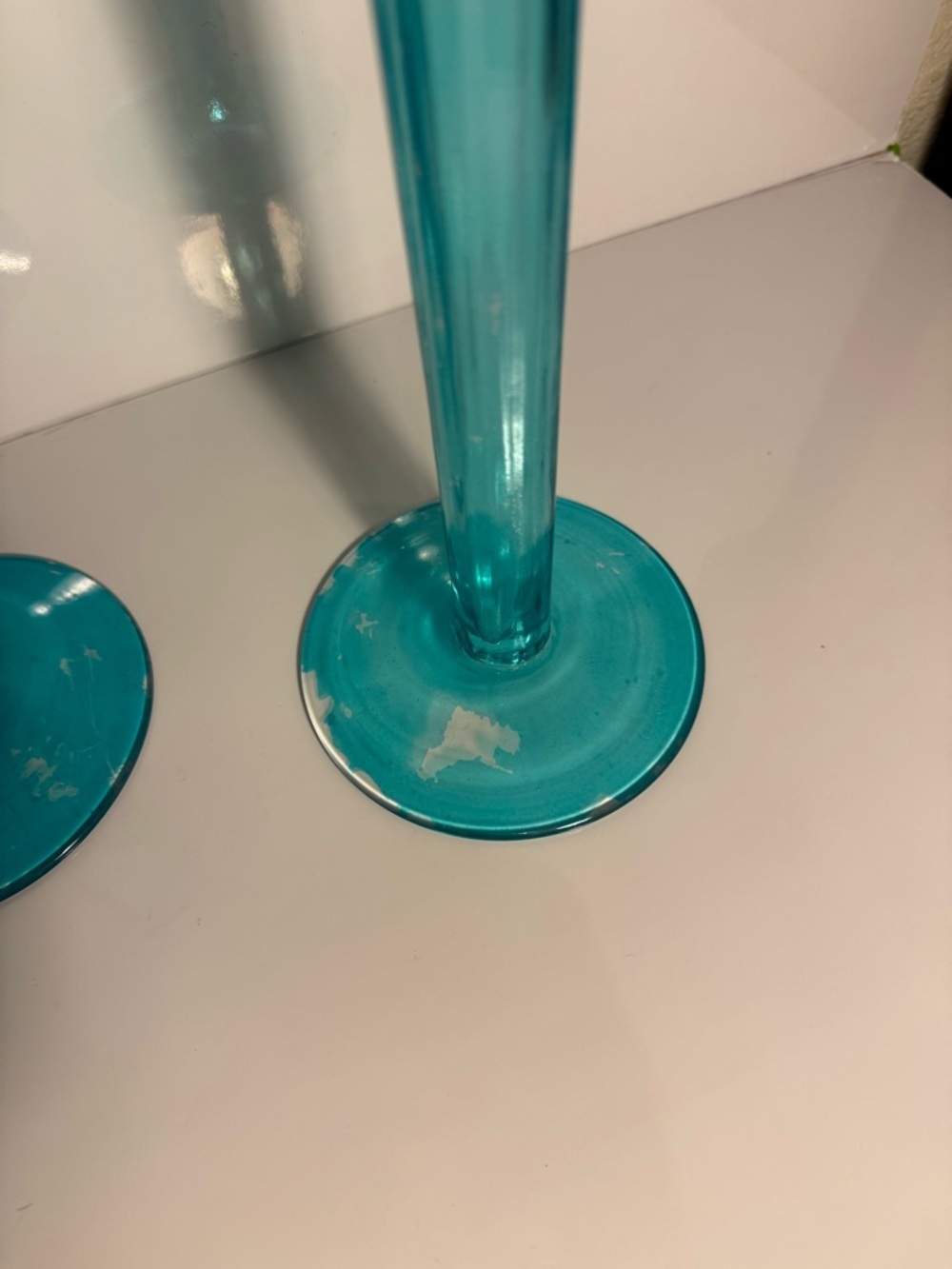 Tall Blue Glass Candle Holders 22” - Picture 3 of 6